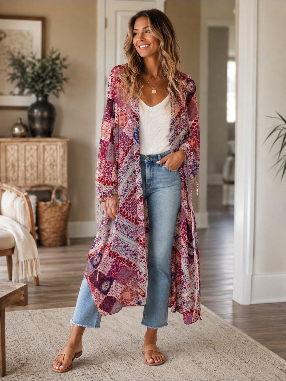 VICI Boho Patchwork Duster Kimono – Size Small